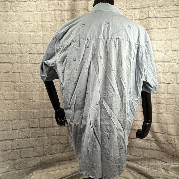 Nautica Anchor Mens 2XLT Short Sleeve Button-Up Big & Tall Sailor Blue Navy - Picture 5 of 9